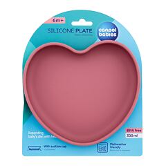 Posodica Canpol babies Silicone Suction Plate Heart Pink 300 ml