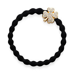 Elastika za lase By Eloise London Bling Charms Gold Diamanté Clover Leaf 1 kos Black