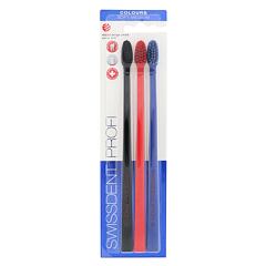 Zobna ščetka Swissdent Profi Colours Trio Soft-Medium 3 kos Black, Red, Blue