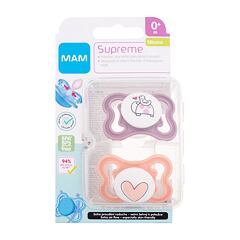 Duda MAM Supreme Silicone Pacifier 0m+ Violet & Orange 2 kos