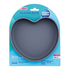 Posodica Canpol babies Silicone Suction Plate Heart Grey 300 ml