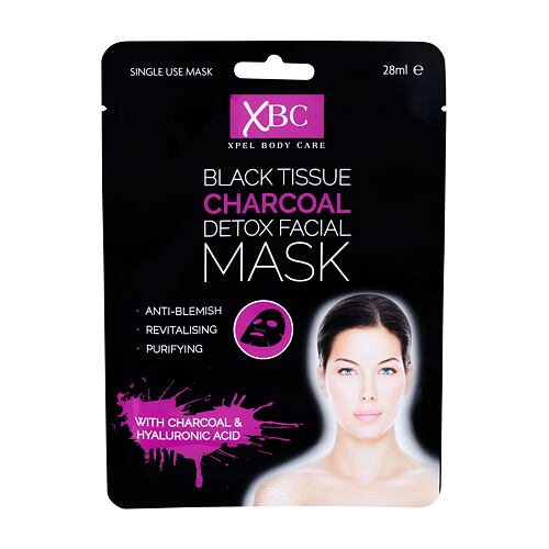 Maska za obraz Xpel Body Care Black Tissue Charcoal Detox Facial Mask 28 ml