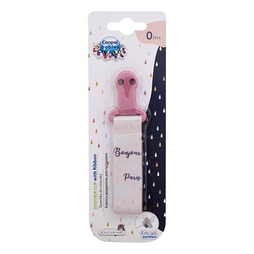 Verižica za dudo Canpol babies Bonjour Paris Soother Clip With Ribbon 1 kos