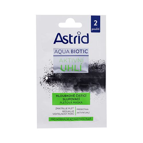 Maska za obraz Astrid Aqua Biotic Active Charcoal Cleansing Mask 2x8 ml