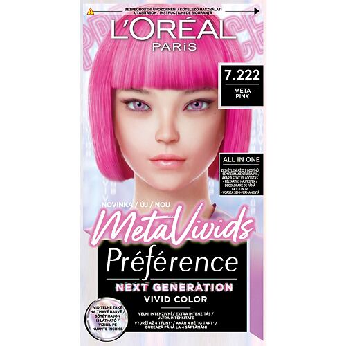 Barva za lase L'Oréal Paris Préférence Meta Vivids 75 ml 7.222 Meta Pink