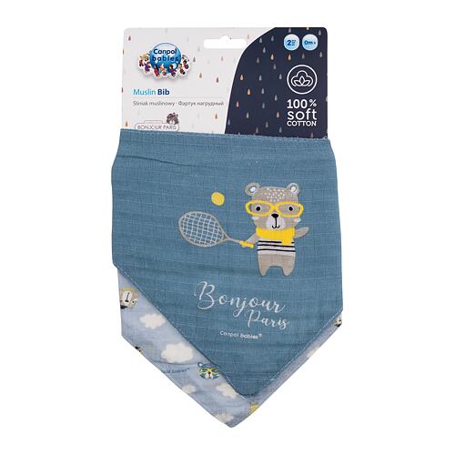 Slinček Canpol babies Bonjour Paris Muslin Bib Blue 2 kos