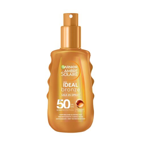 Zaščita pred soncem za telo Garnier Ambre Solaire Ideal Bronze Milk-In-Spray SPF50 150 ml