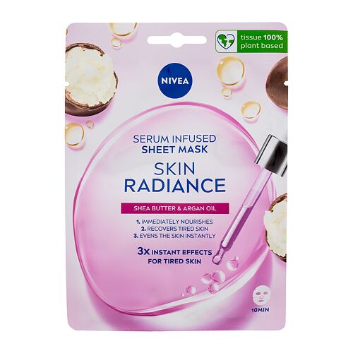 Maska za obraz Nivea Skin Radiance Serum Infused Sheet Mask 1 kos