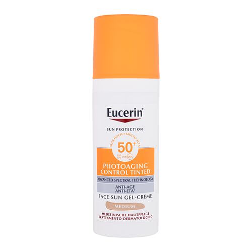 Zaščita pred soncem za obraz Eucerin Sun Protection Photoaging Control Tinted Gel-Cream SPF50+ 50 ml Medium poškodovana škatla