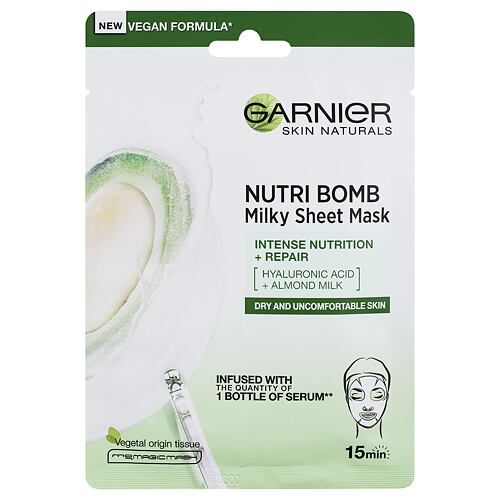 Maska za obraz Garnier Skin Naturals Nutri Bomb Almond Milk + Hyaluronic Acid 1 kos